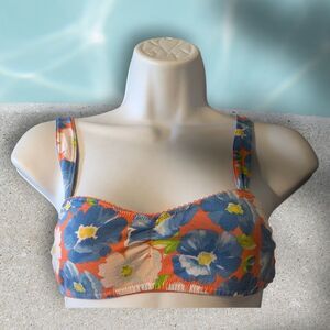 Gilly Hicks Lace Bralette Small Orange Blue Adjustable Straps Cotton Blend Sexy